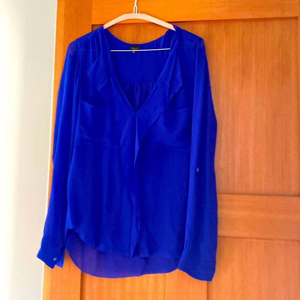 Aritzia 🐝 3 for $35 T.Babaton XXS Blue Silk Blouse NWOT
